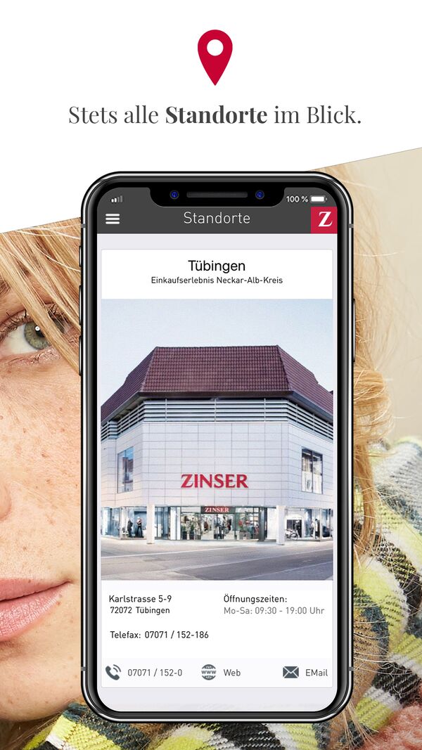 Smartphone-Bildschirm und die Aufschrift "Stets alle Standorte im Blick."