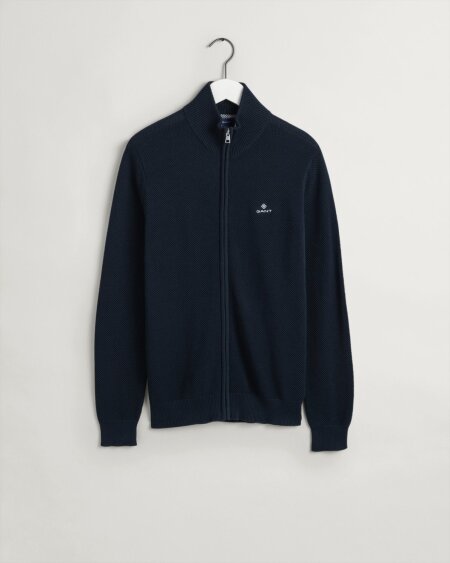 COTTON PIQUE ZIP CARDIGAN