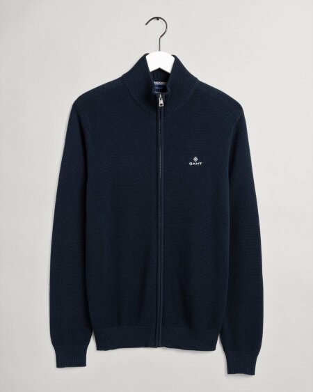 COTTON PIQUE ZIP CARDIGAN