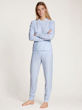 DAMEN Pyjama mit B&uuml;ndchen