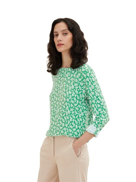 T-shirt boat neck alloverprint