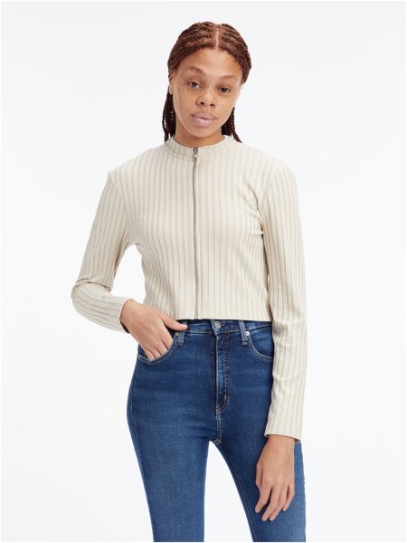 RIB ZIP-THROUGH CARDIGAN