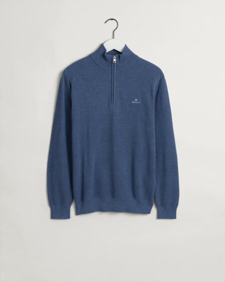 COTTON PIQUE HALF ZIP