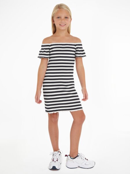 OFF SHOULDER STRIPE DRESS S/S