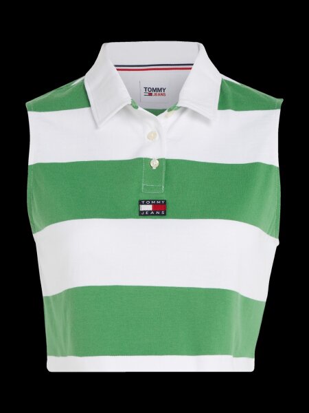 TJW CROP BADGE STRIPE SL POLO