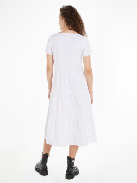TJW POPLIN TIERED SS MIDI DRESS