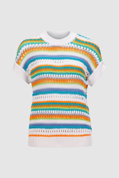 Crew-neck pullover crochet knit