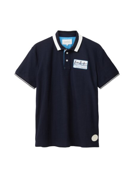 decorated rough slub polo