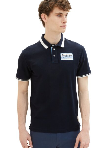 decorated rough slub polo
