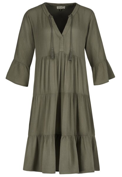 Kleid mit Volants, midi, 3/4 Ärmel