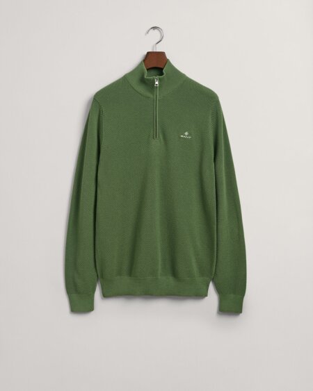 COTTON PIQUE HALF ZIP