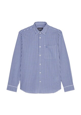 Kent collar, long sleeves, one rect
