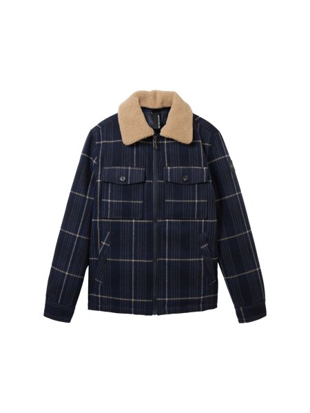 wool jacket with sherpa collar