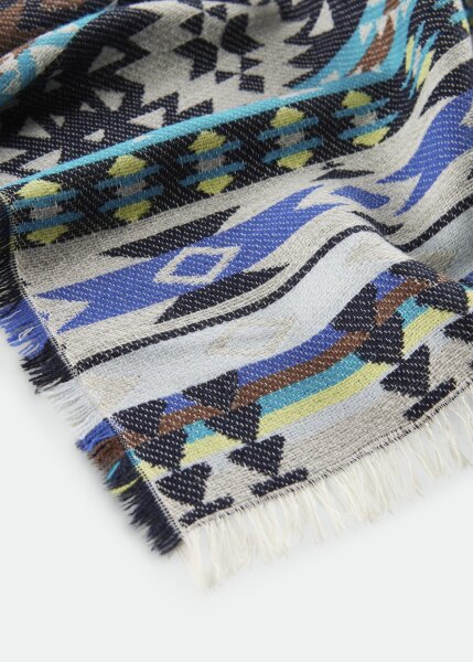 15%WOOL ETHNO PATTERN BLUE MEDIUM-E