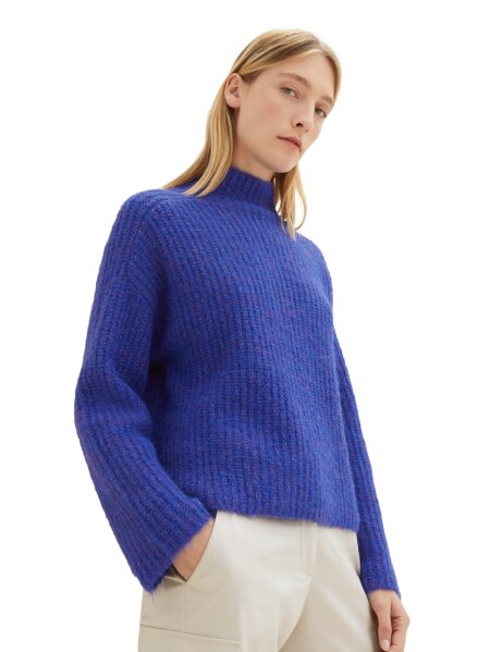knit pullover mock-neck