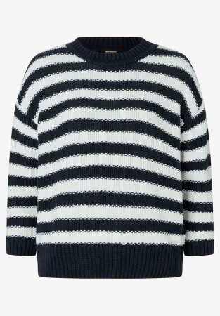 Striped Pullover with U-Neck, 3/4