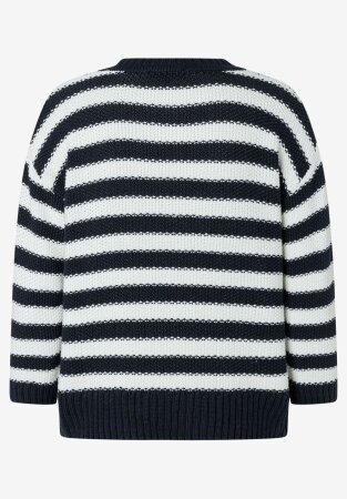Striped Pullover with U-Neck, 3/4