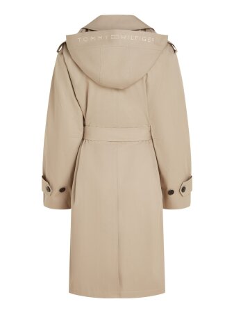 COTTON SB HOODED BELTED COAT