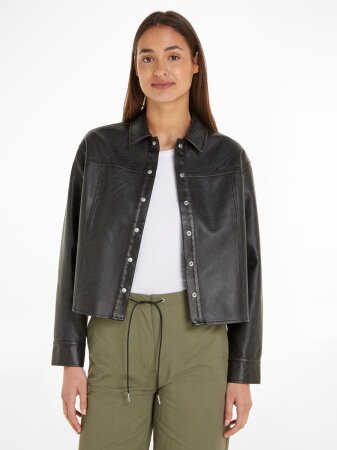 FAUX LEATHER RELAXED SHIRT