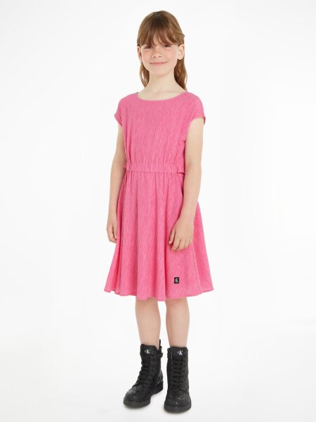 CRINKLE SS FIT FLARE DRESS