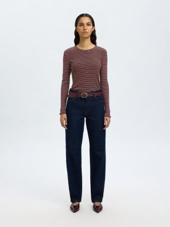SLFANNA LS CREW NECK TEE STR NOOS