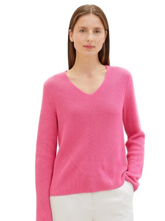 knit v-neck rib pullover
