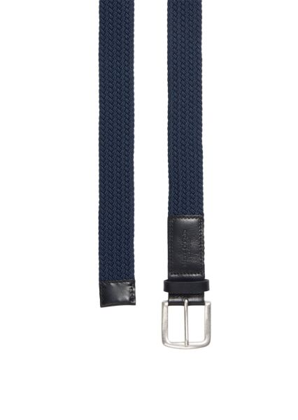 Belt, braided stretch, with leather