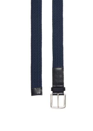 Belt, braided stretch, with leather