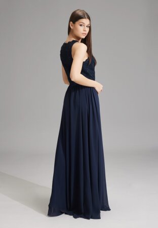 High-closed-Abendkleid mit floraler
