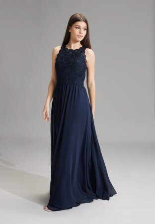 High-closed-Abendkleid mit floraler