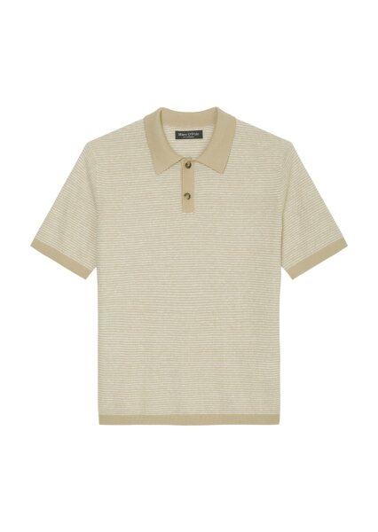 Polo Shirt, linen, structured strip