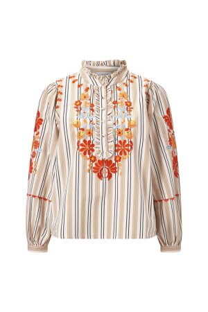 Blouse with multicolour emroidery o