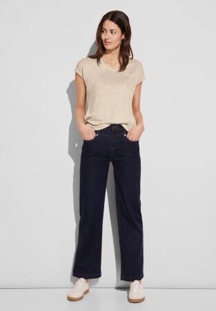 linen look shirt w.embroidered