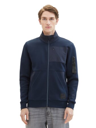 detailed stand-up sweat jacket