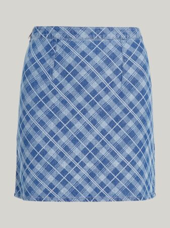 TJW TARTAN CHECK CHAMBRAY SKIRT