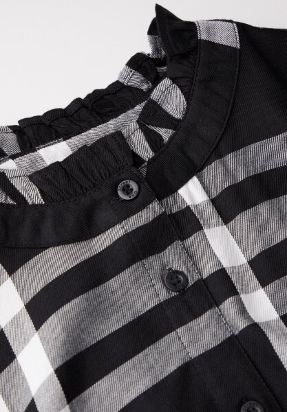 Buttoned check blouse w frill