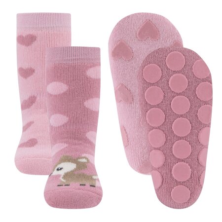 Stoppersocken 2er Pack Reh/Herzen