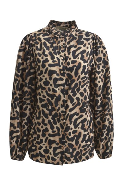 RUFFLE NECK PRINT BLOUSE