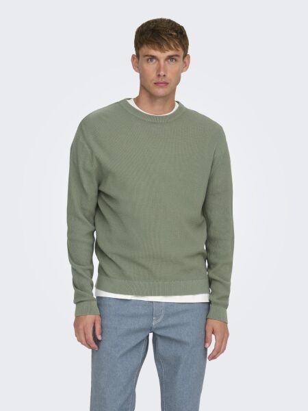 ONSTONY DS 12 LS WAFFLE CREW KNIT N