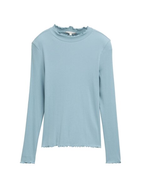 rib T-shirt with frill edge