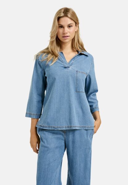 LYOCELL POLO COLLAR BLOUSE