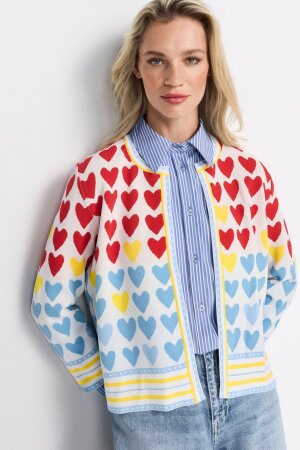 Jacquard Hearts Cardigan
