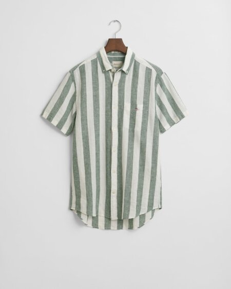 REG COTTON LINEN STRIPE SS SHIRT