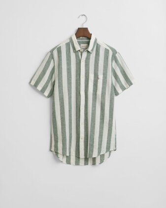 REG COTTON LINEN STRIPE SS SHIRT