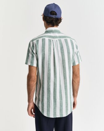 REG COTTON LINEN STRIPE SS SHIRT