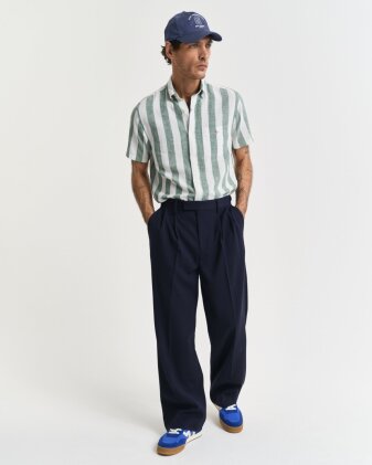 REG COTTON LINEN STRIPE SS SHIRT