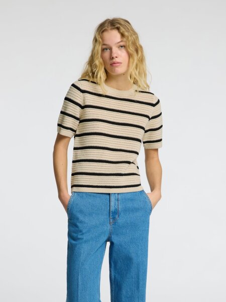 SLFVINNA SS STRUCTURE KNIT O-NECK N