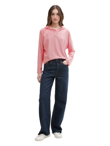 hooded stripe T-shirt