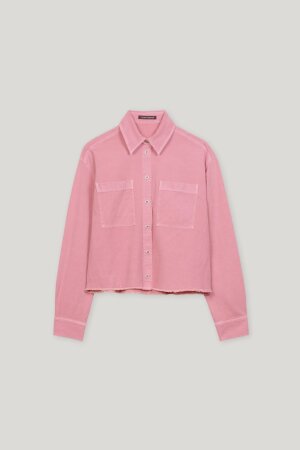 Denim-Bluse aus Leinen-Mix
