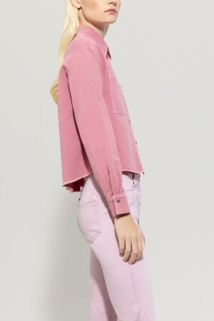 Denim-Bluse aus Leinen-Mix